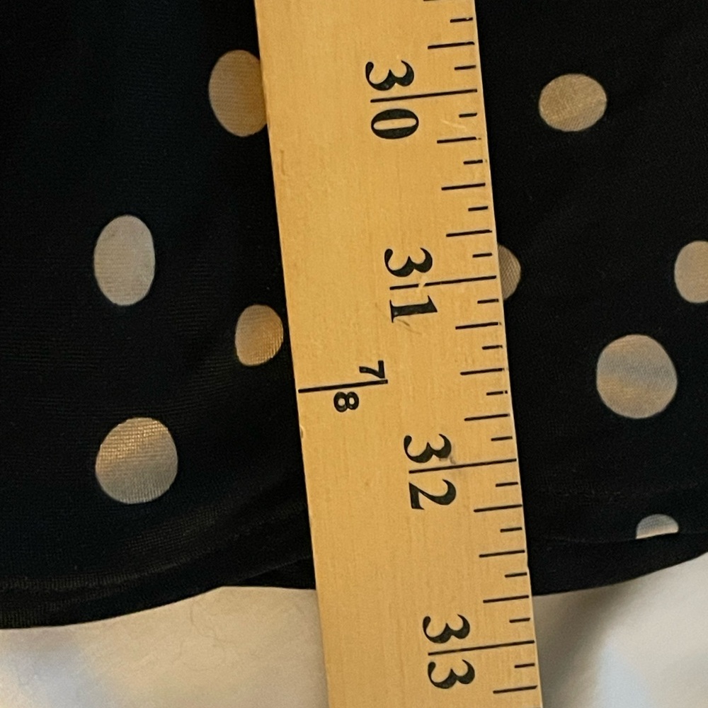 Sz M: H&M Satin High Elastic Waist Black/Tan Polka Dot Midi Skirt - Picture 7 of 8